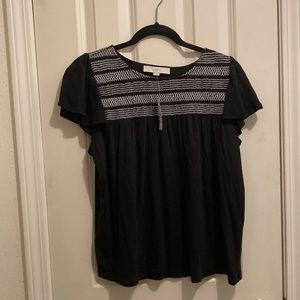 Loft Black tshirt with white stitching
